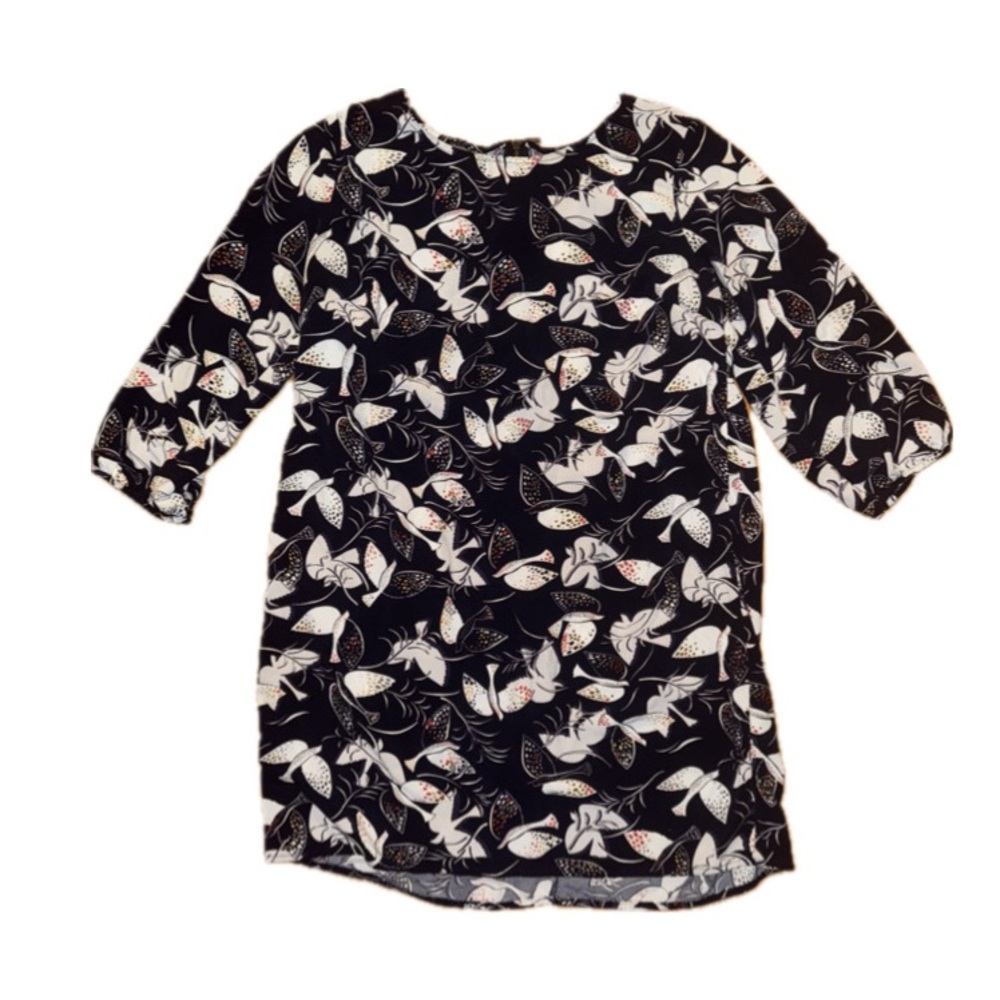 Old Navy Women’s Navy and Cream Dress with Bird Pattern